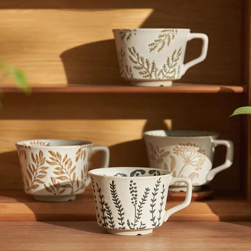 Rustic Porcelain Embossed Mugs