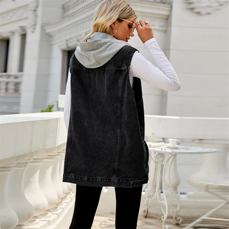 Ester Hooded Denim Vest