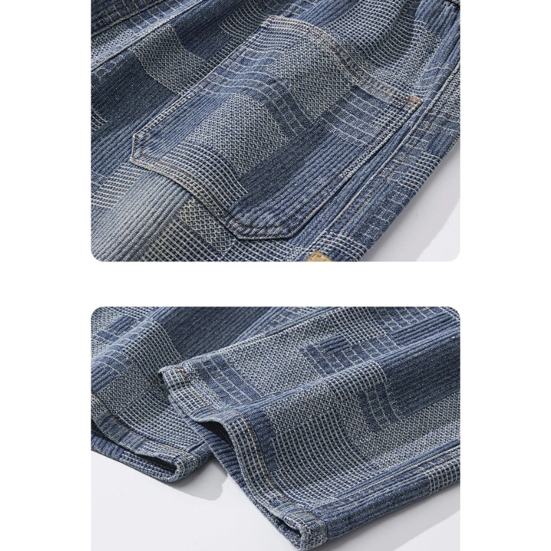 Marlon Denim Grid Fade Joggers