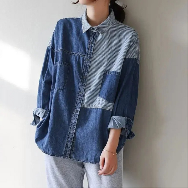 Delphine Two-Tone Denim Shirt