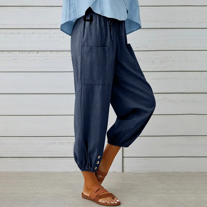 Zenia Cotton-Linen Pants