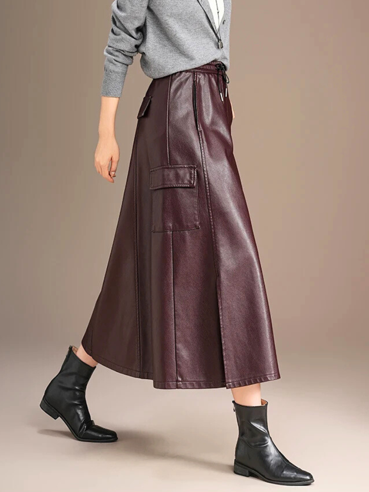 Celine Leather Drawstring Skirt