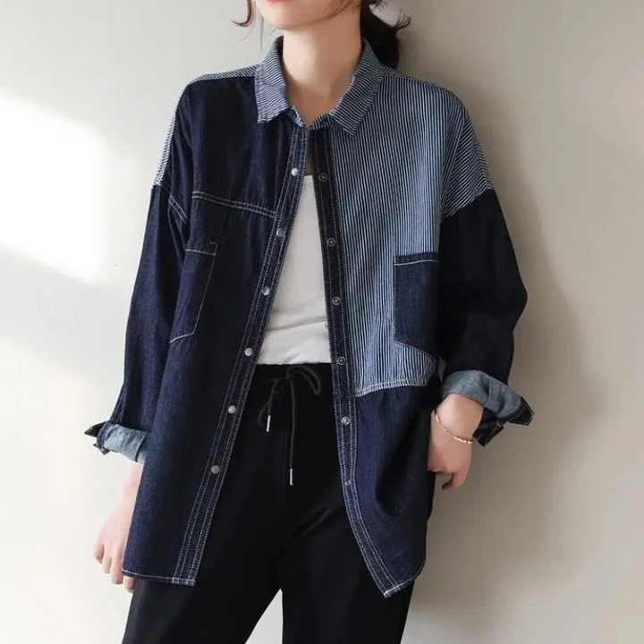 Delphine Two-Tone Denim Shirt