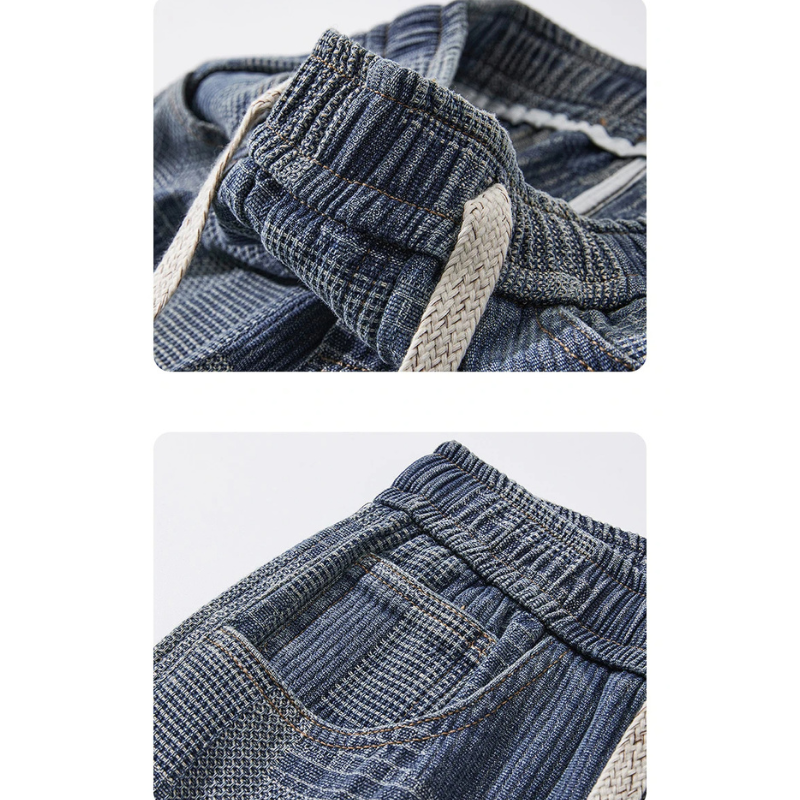 Marlon Denim Grid Fade Joggers