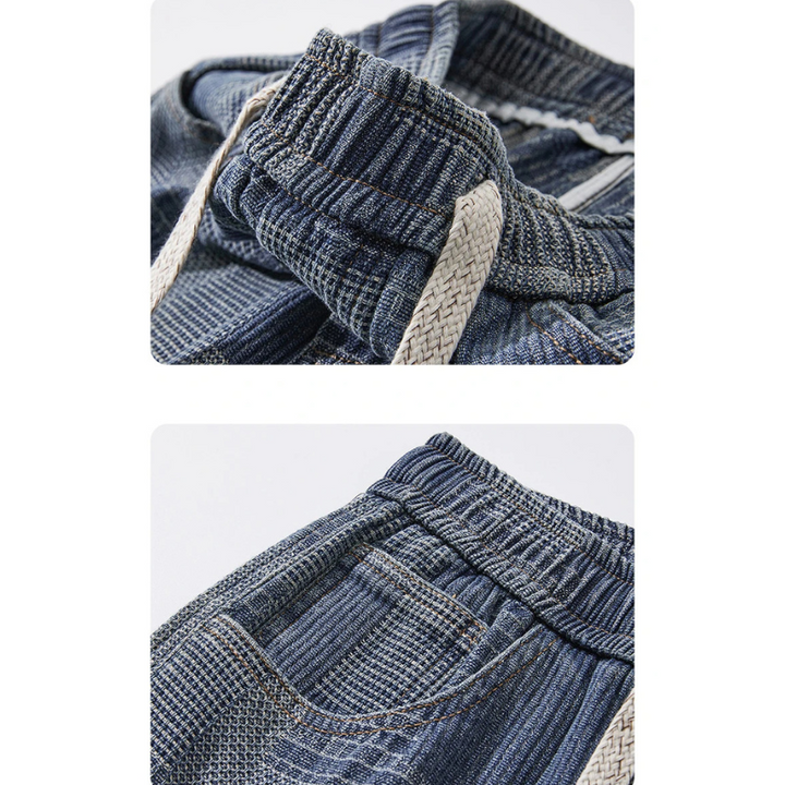 Marlon Denim Grid Fade Joggers