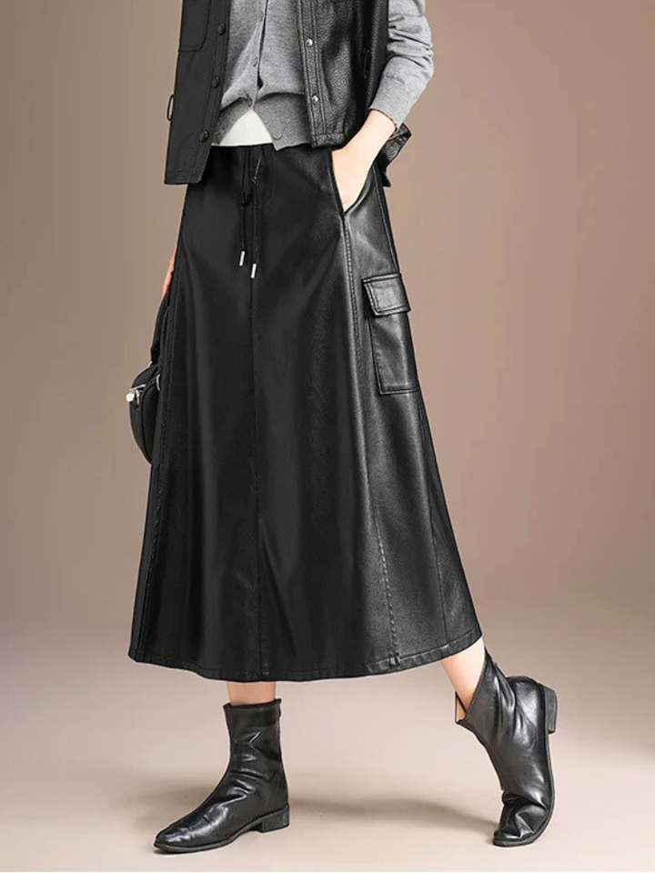 Celine Leather Drawstring Skirt