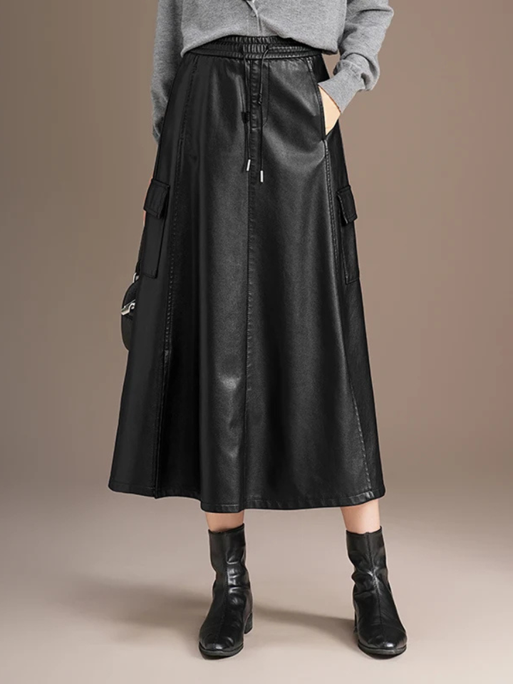 Celine Leather Drawstring Skirt