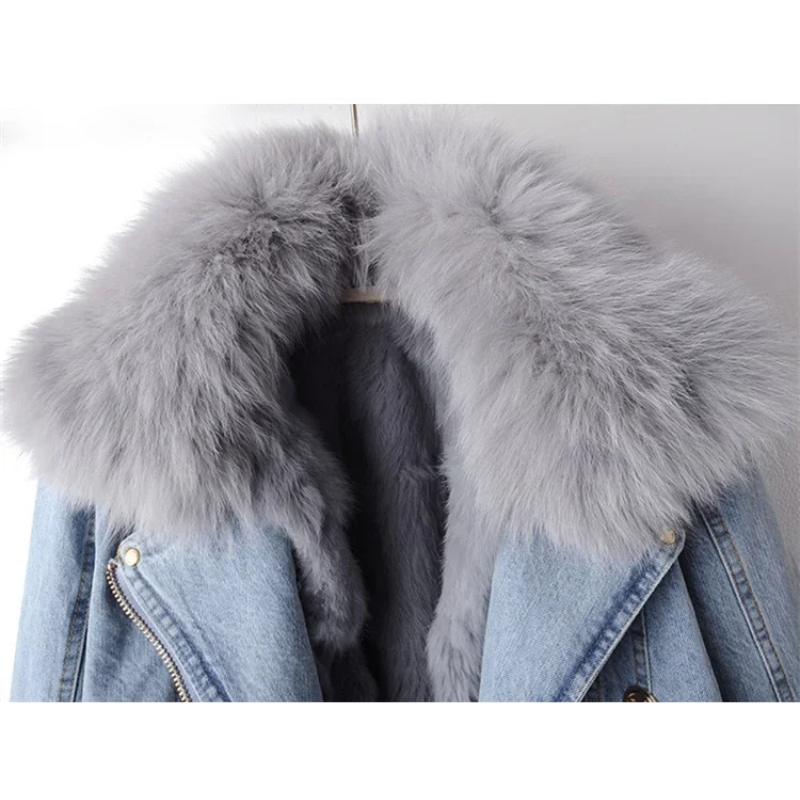 Celeste Fur Cropped Denim Jacket
