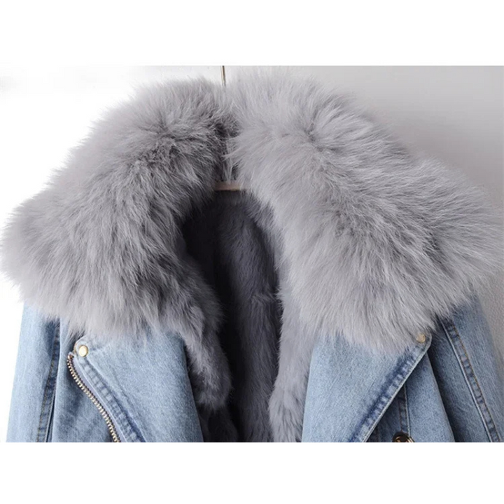 Celeste Fur Cropped Denim Jacket