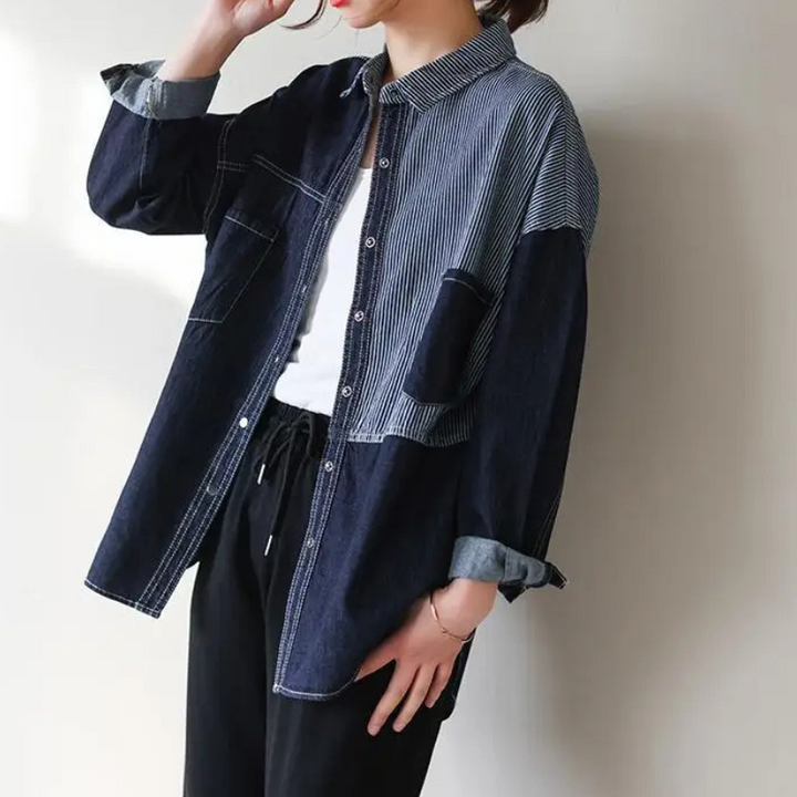 Delphine Two-Tone Denim Shirt