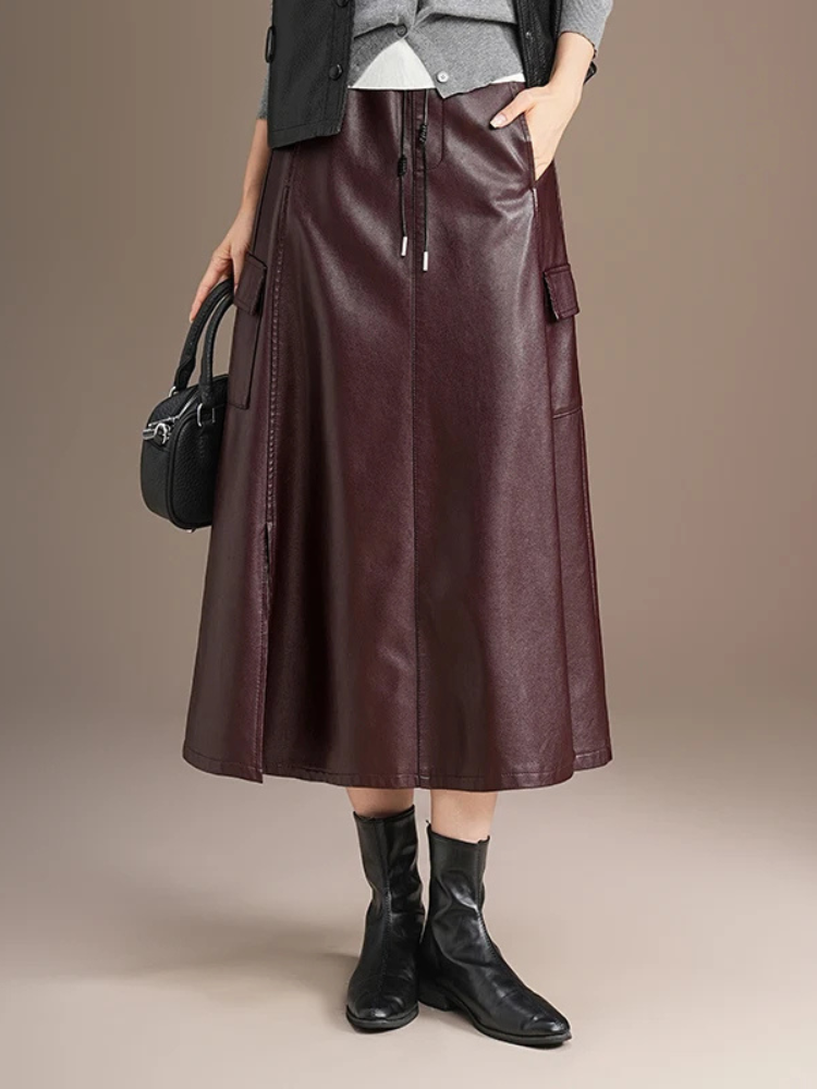 Celine Leather Drawstring Skirt