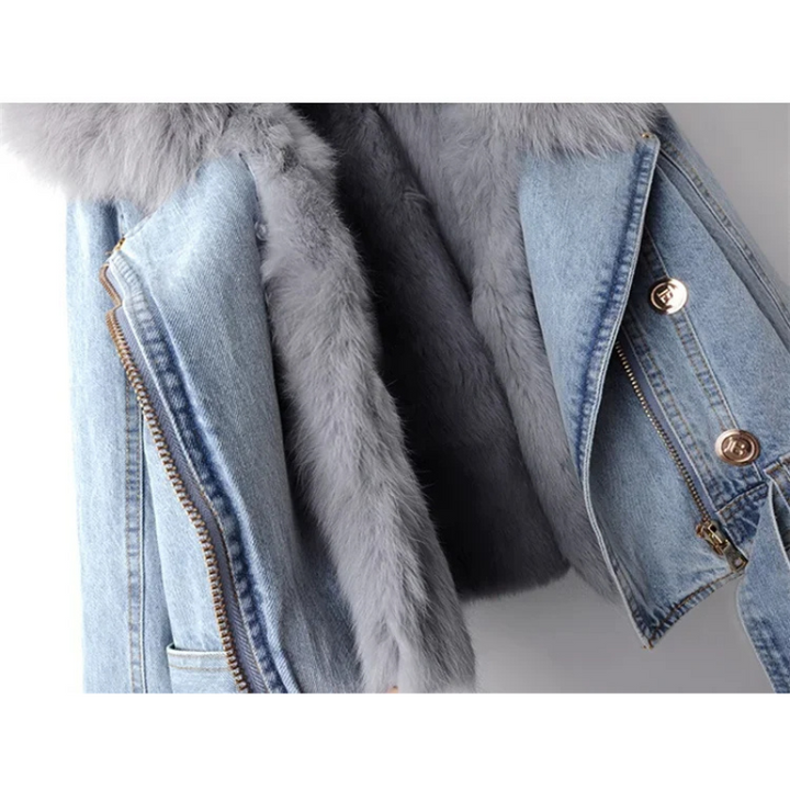 Celeste Fur Cropped Denim Jacket