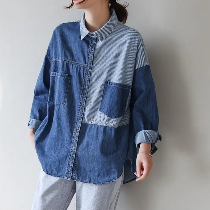 Delphine Two-Tone Denim Shirt