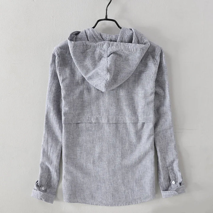 Roma Cotton-Linen Hooded Shirt