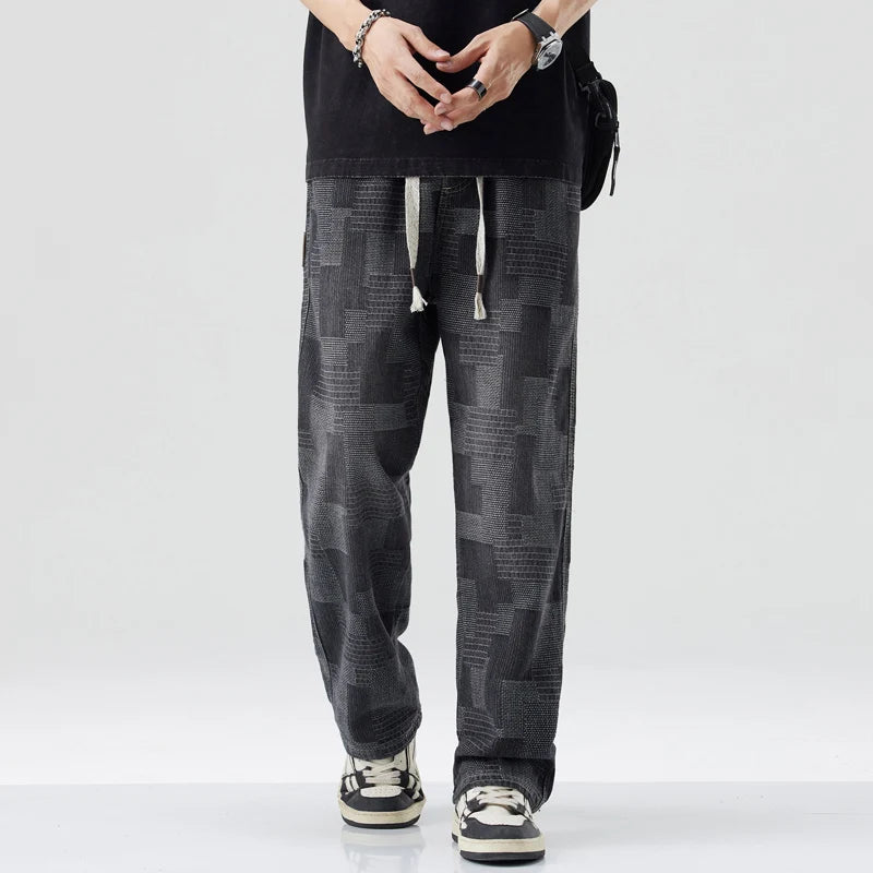 Marlon Denim Grid Fade Joggers