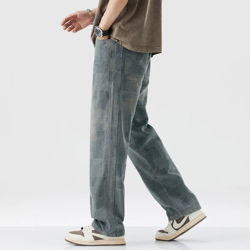 Marlon Denim Grid Fade Joggers