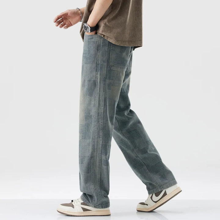 Marlon Denim Grid Fade Joggers