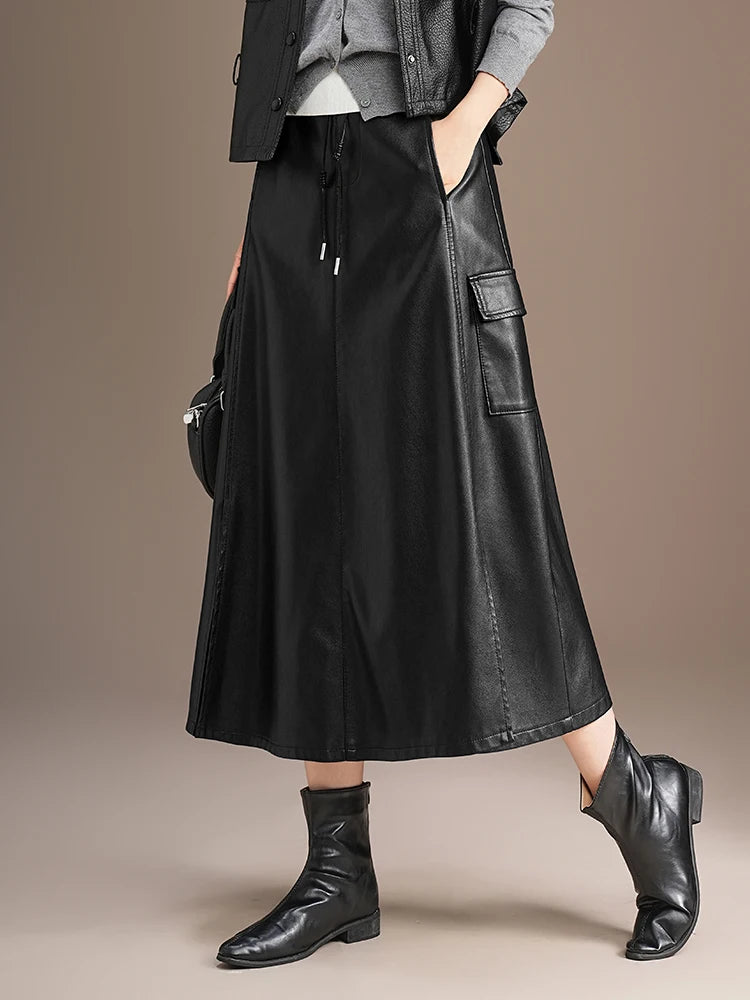 Celine Leather Drawstring Skirt