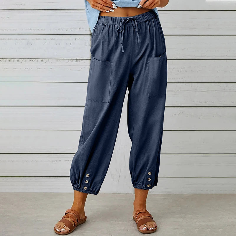 Zenia Cotton-Linen Pants