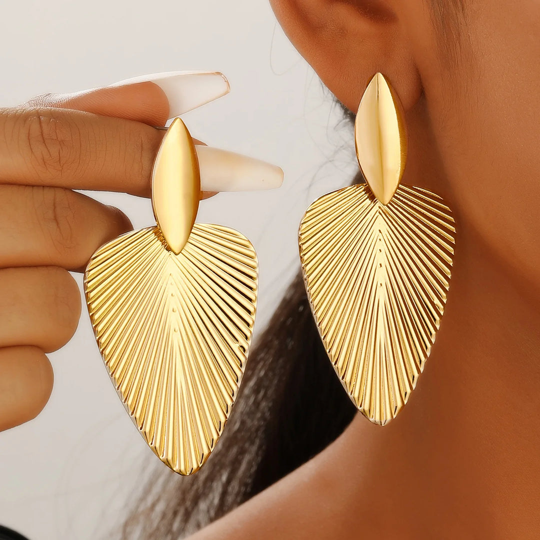 Zeva Pleated Leaf Earrings
