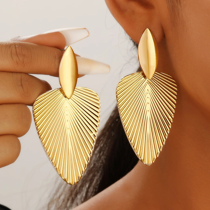 Zeva Pleated Leaf Earrings