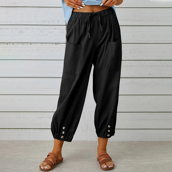 Zenia Cotton-Linen Pants