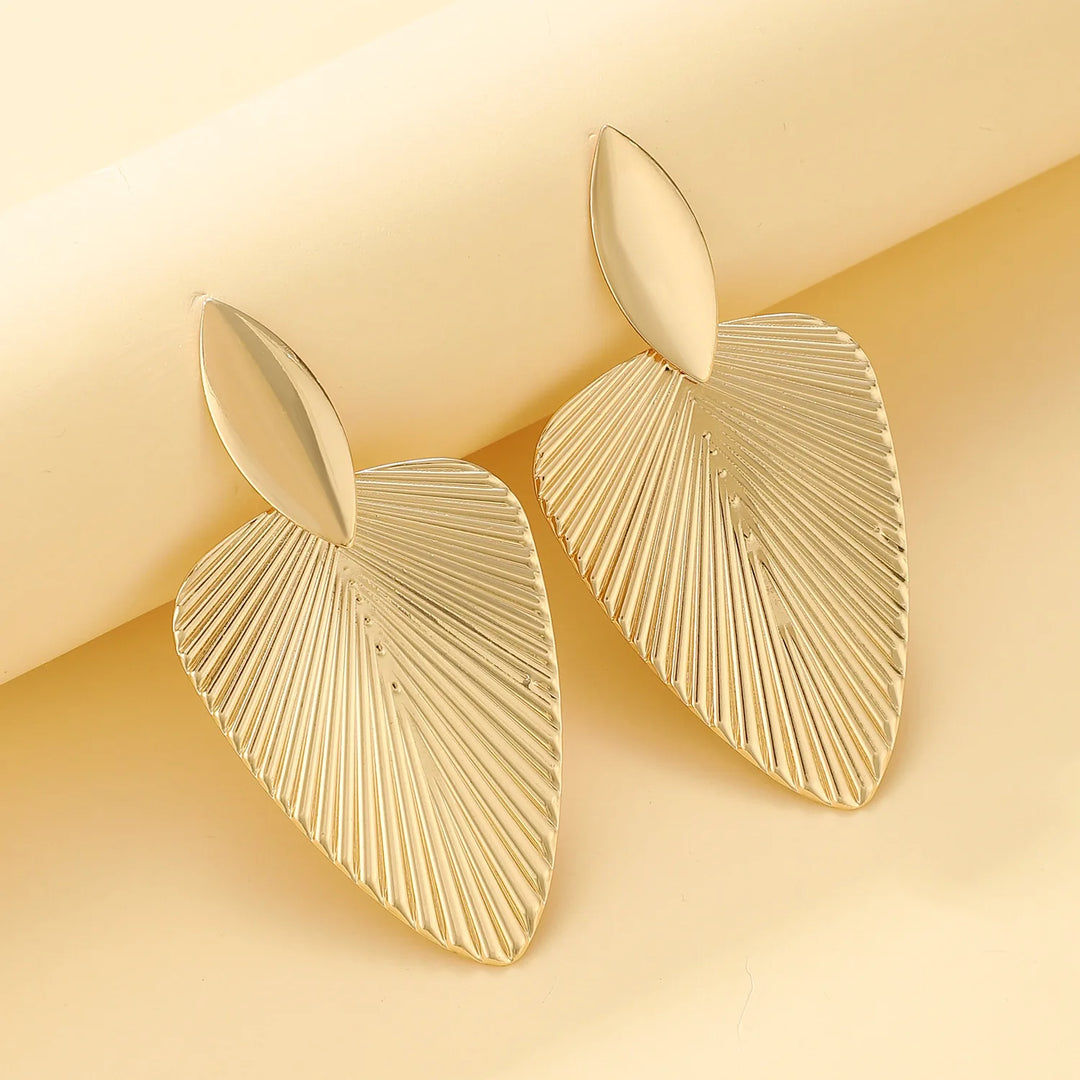 Zeva Pleated Leaf Earrings