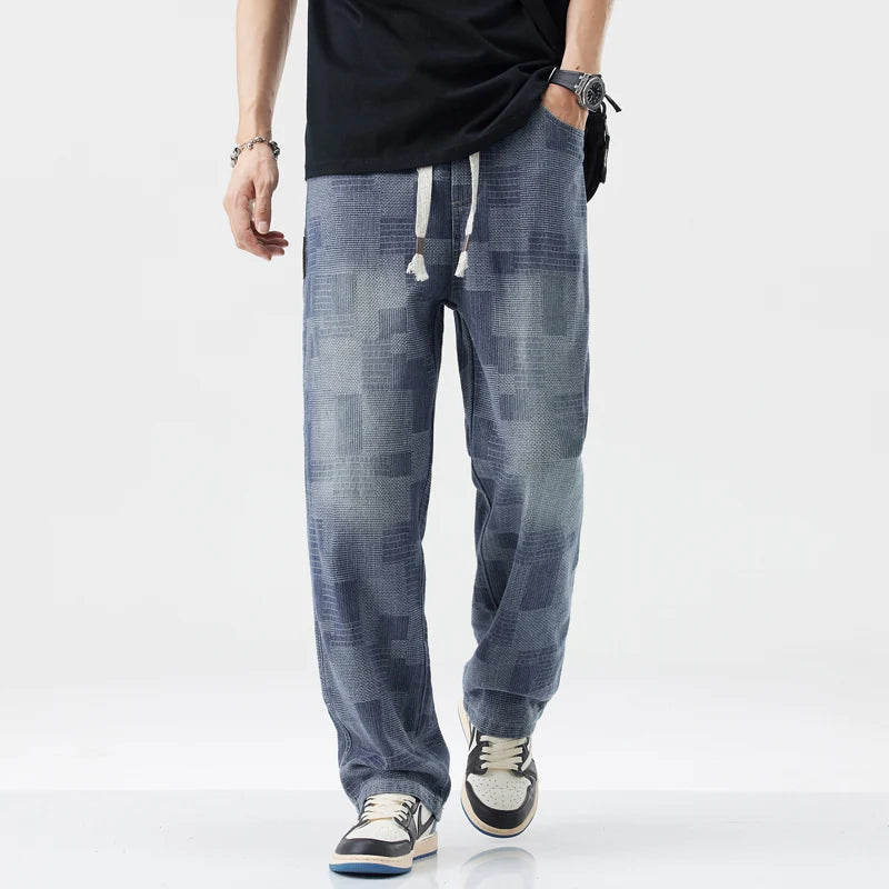 Marlon Denim Grid Fade Joggers