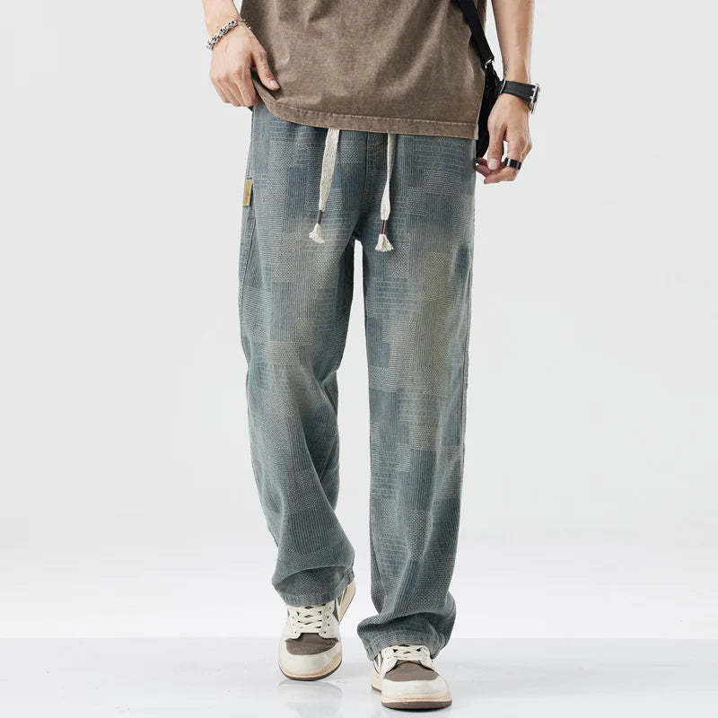Marlon Denim Grid Fade Joggers
