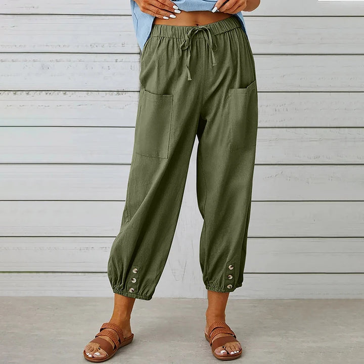 Zenia Cotton-Linen Pants