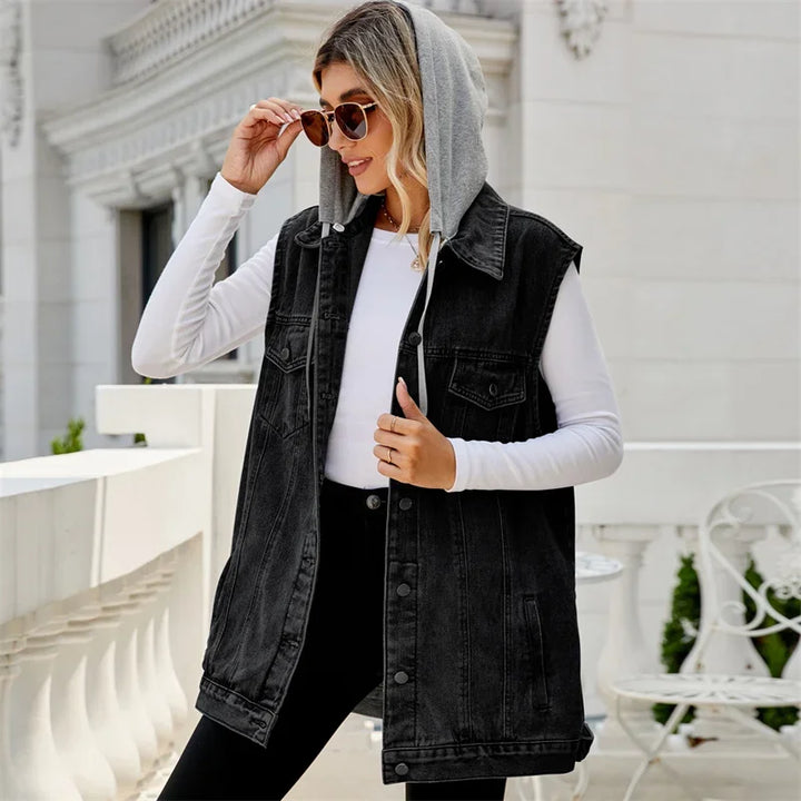 Ester Hooded Denim Vest
