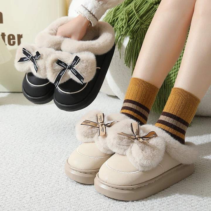 Aurora Bow Plush Slippers