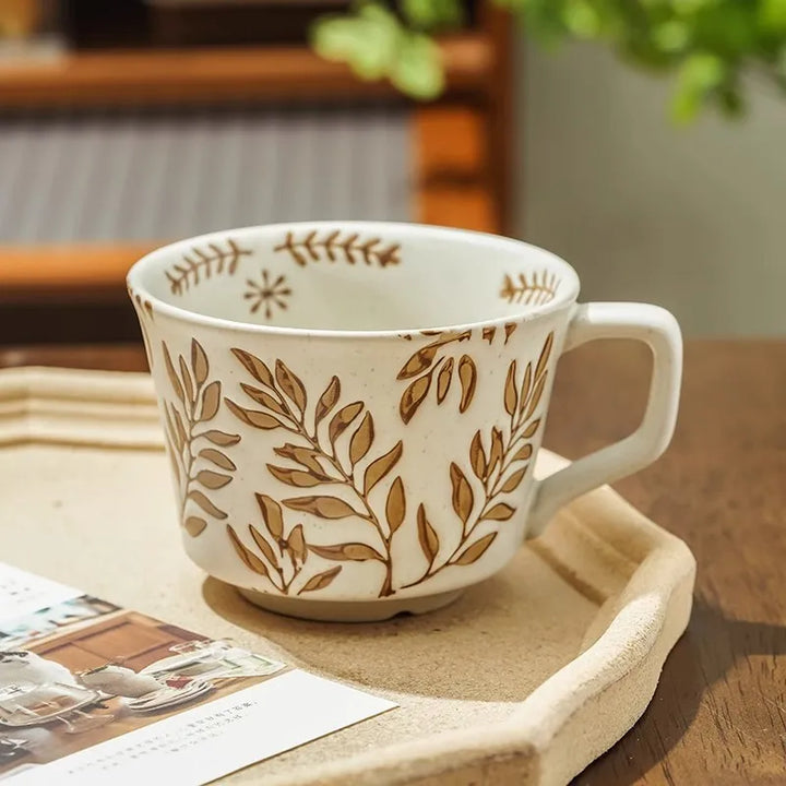 Rustic Porcelain Embossed Mugs