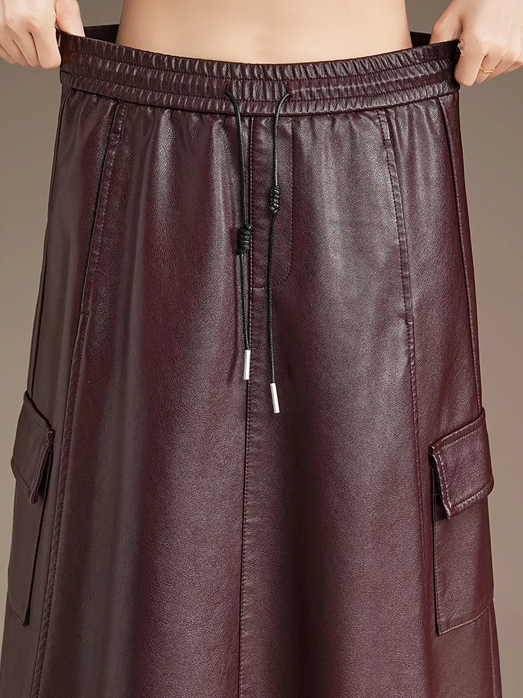 Celine Leather Drawstring Skirt