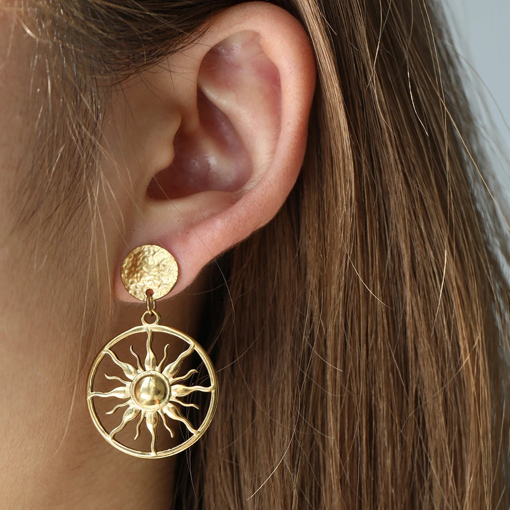 Sundial Medallion Earrings