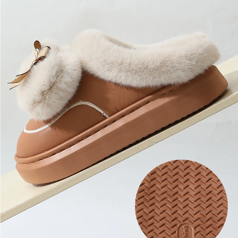 Aurora Bow Plush Slippers