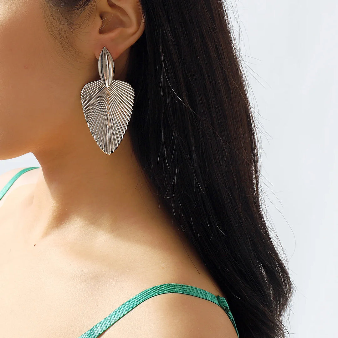 Zeva Pleated Leaf Earrings