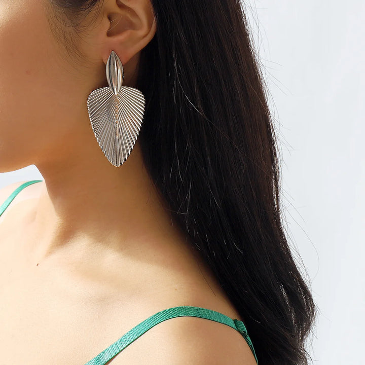 Zeva Pleated Leaf Earrings