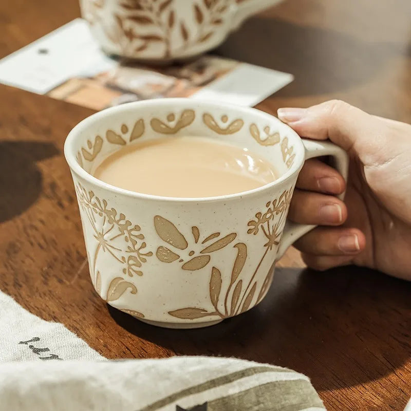 Rustic Porcelain Embossed Mugs