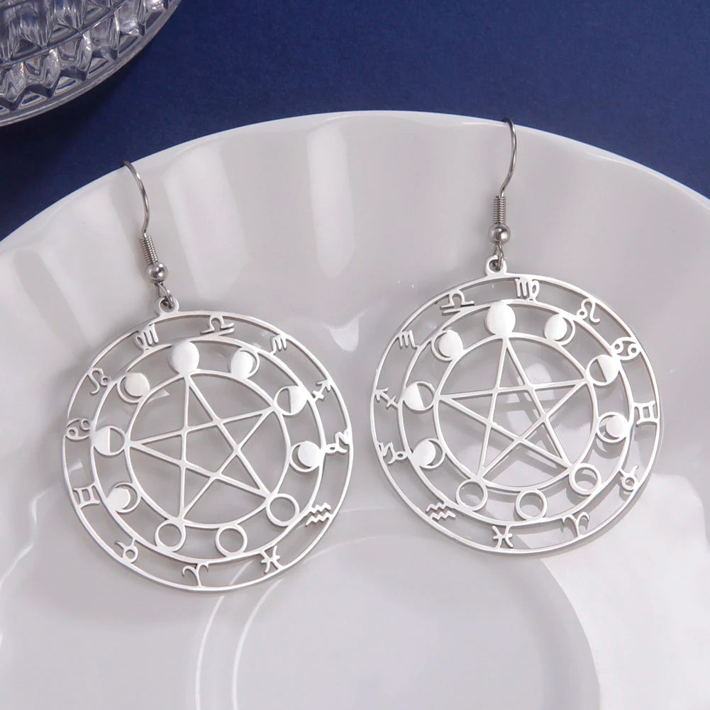 Zodiac Pentagram Earrings