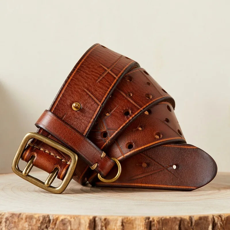 Frontier Crosshatch Cowhide Belt