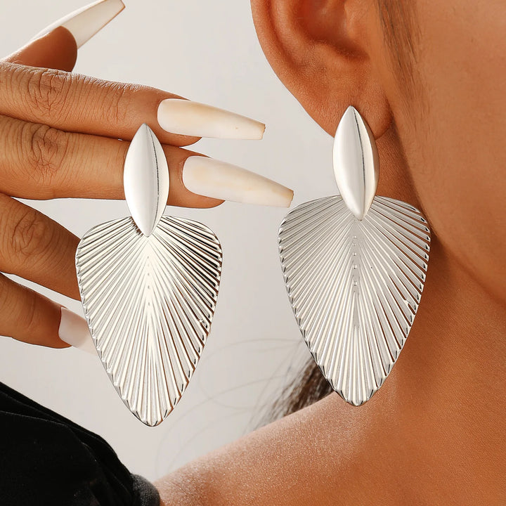Zeva Pleated Leaf Earrings