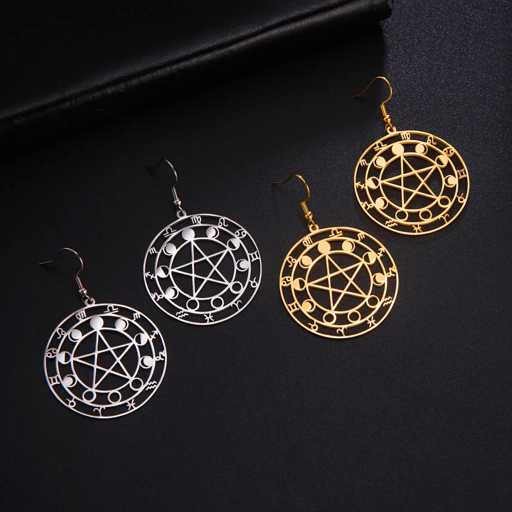 Zodiac Pentagram Earrings