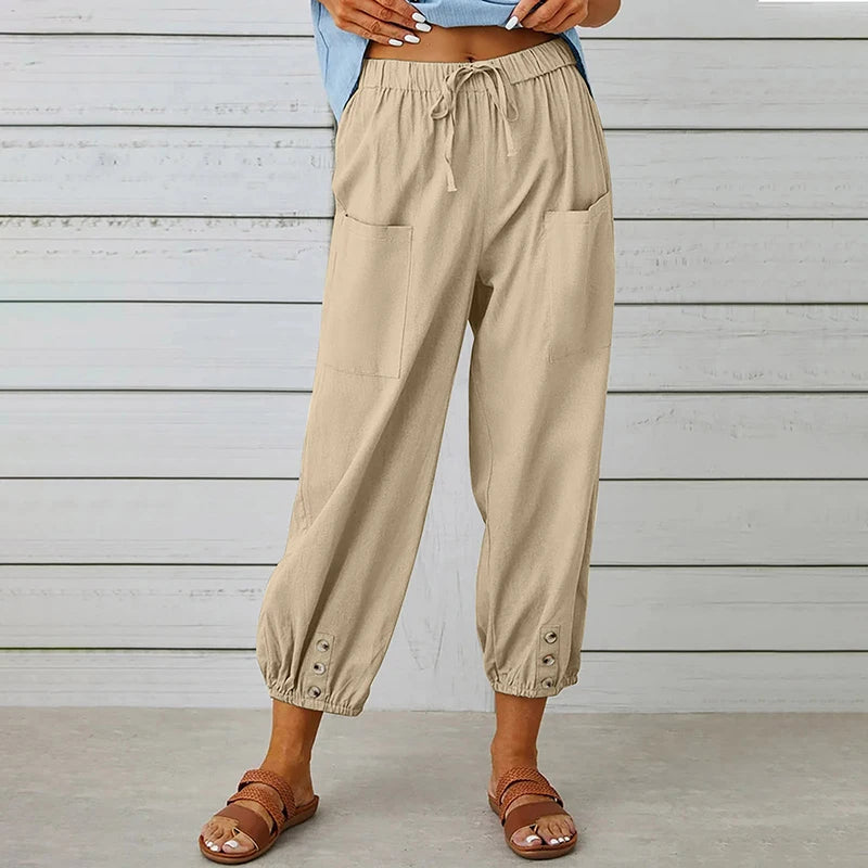 Zenia Cotton-Linen Pants