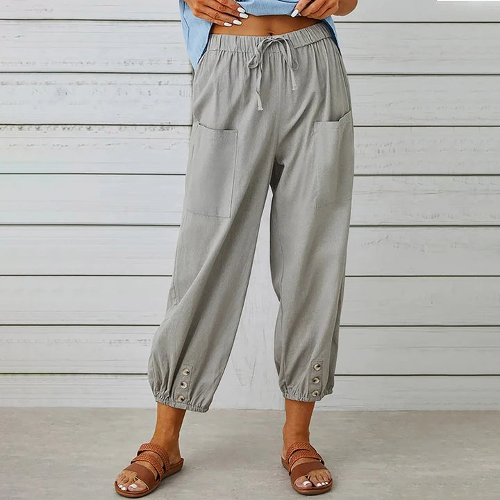 Zenia Cotton-Linen Pants