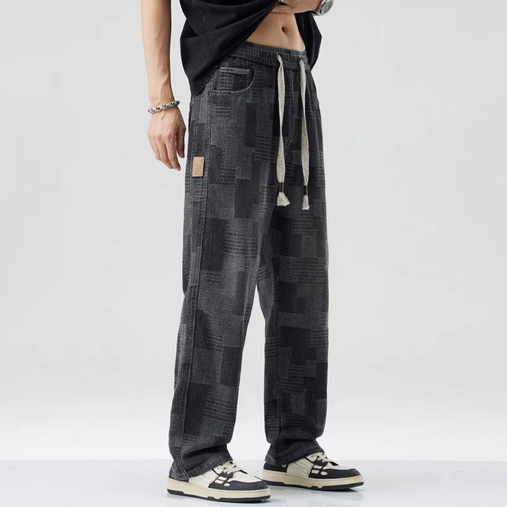 Marlon Denim Grid Fade Joggers