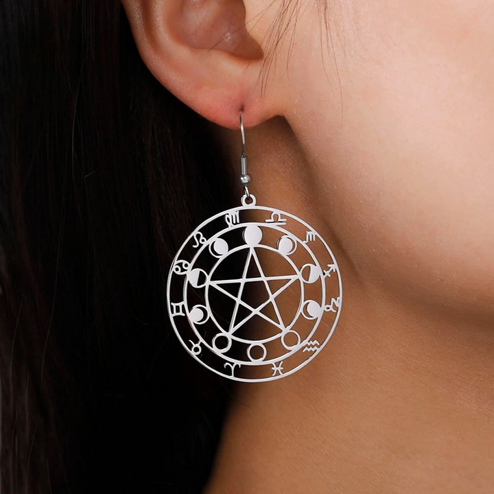 Zodiac Pentagram Earrings