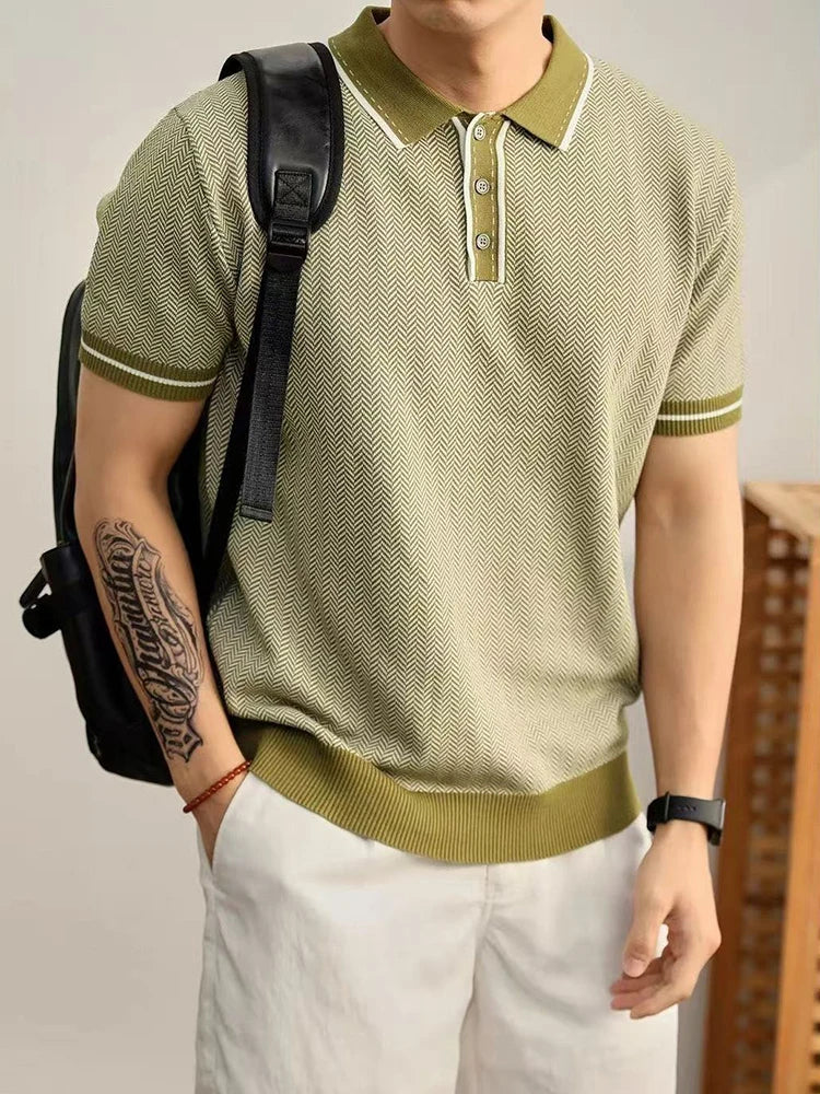 Harrison Herringbone Polo Shirt