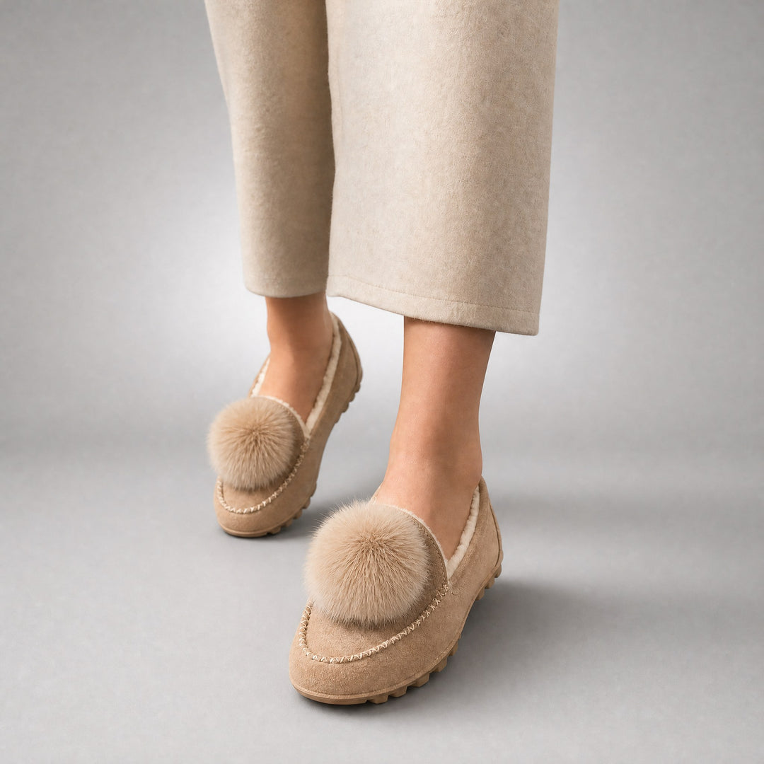 Fiora Pom-Pom Suede Loafers
