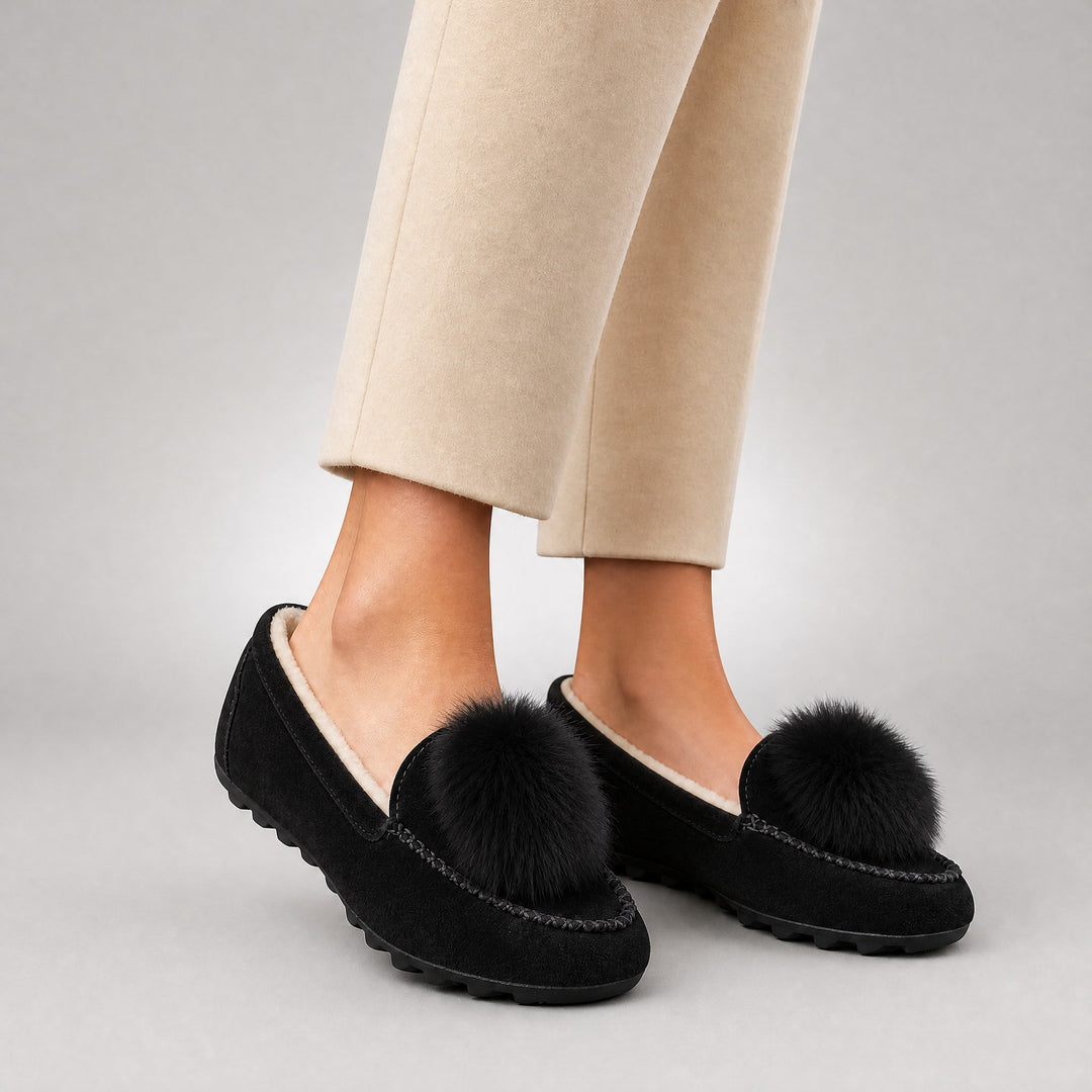 Fiora Pom-Pom Suede Loafers